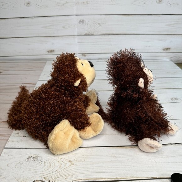 Pair Of Ganz Cheeky Monkey 7" Plush Toys - Brown & Tan - Soft Stuffed Animals - Picture 2 of 10
